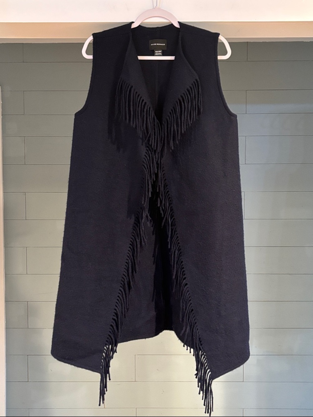 Club Monaco Navy Fringe Open Vest‎